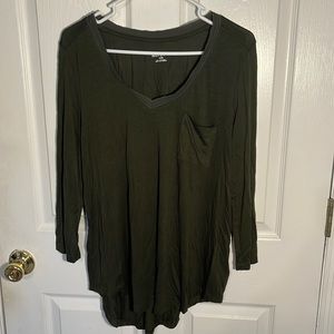 army green v neck top